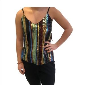 - NWT! Lavish rainbow sequined camisole tank top